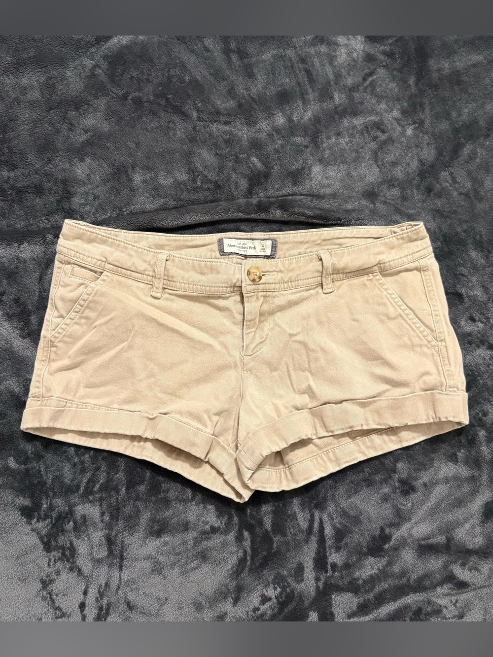 Abercrombie & Fitch Tan Cotton Low-Rise Roll-Hem Shorts
